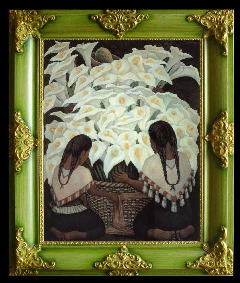 framed  Diego Rivera Sale Flowers, Ta119-2
